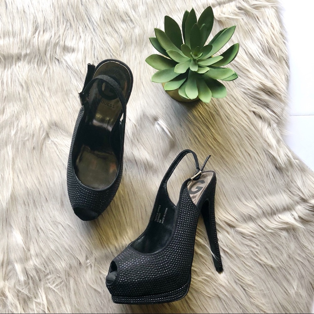 Guess Black Sling Back Heels
